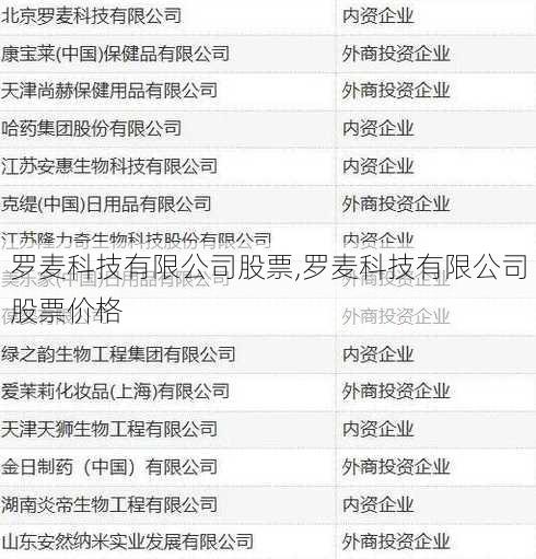 罗麦科技有限公司股票,罗麦科技有限公司股票价格
