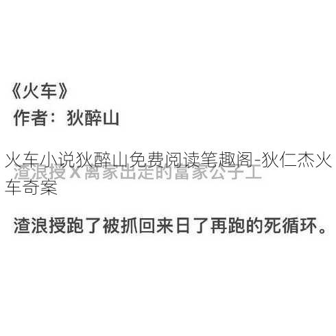 火车小说狄醉山免费阅读笔趣阁-狄仁杰火车奇案