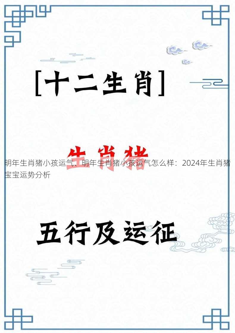 明年生肖猪小孩运气、明年生肖猪小孩运气怎么样：2024年生肖猪宝宝运势分析