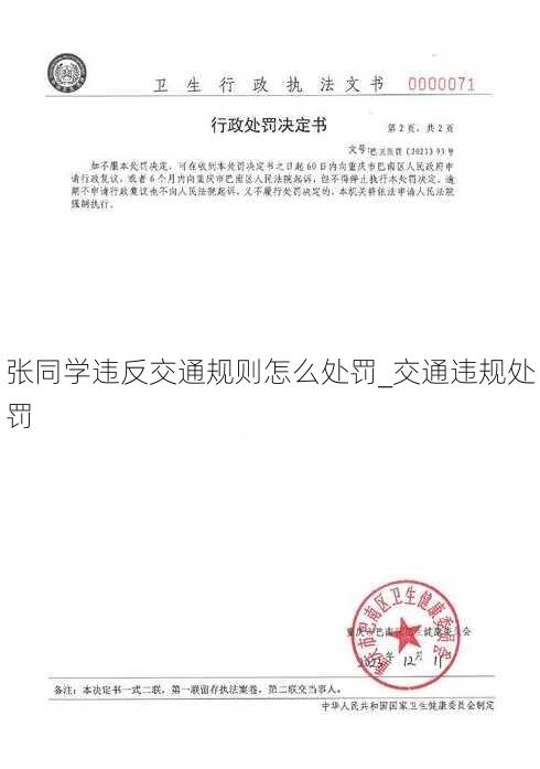 张同学违反交通规则怎么处罚_交通违规处罚