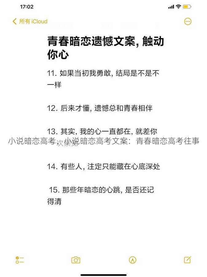 小说暗恋高考、小说暗恋高考文案：青春暗恋高考往事