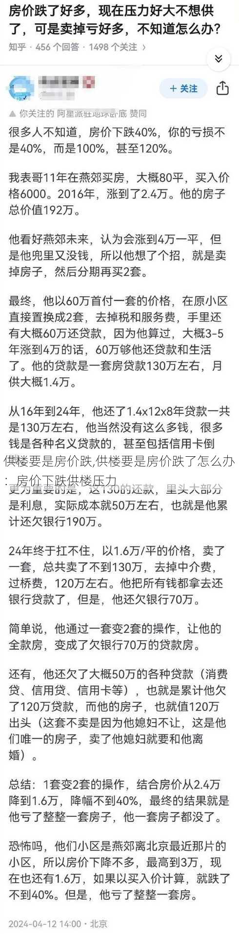 供楼要是房价跌,供楼要是房价跌了怎么办：房价下跌供楼压力