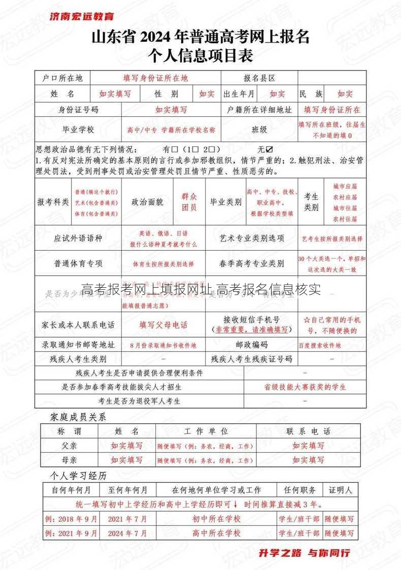 高考报考网上填报网址 高考报名信息核实