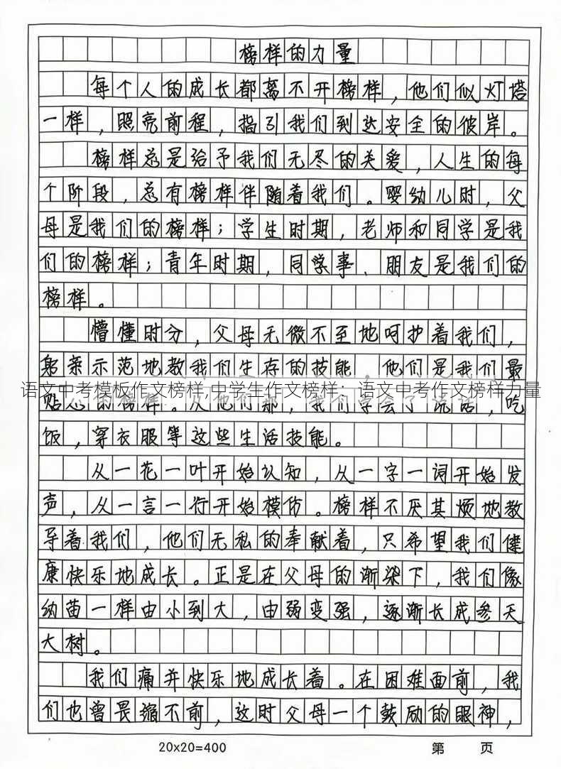 语文中考模板作文榜样,中学生作文榜样：语文中考作文榜样力量