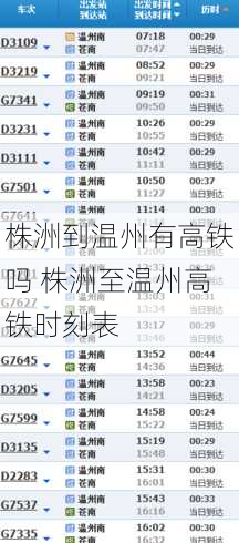 株洲到温州有高铁吗 株洲至温州高铁时刻表
