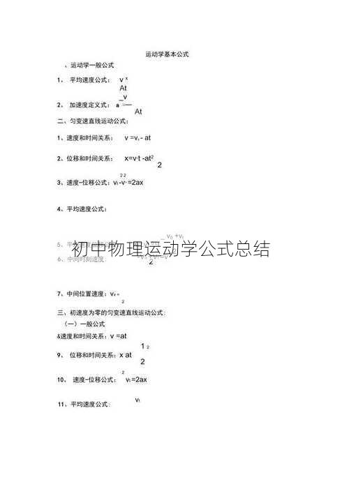 初中物理运动学公式总结