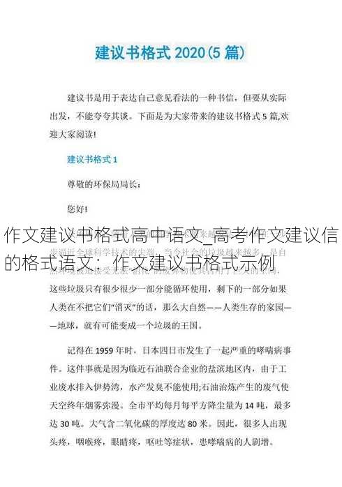 作文建议书格式高中语文_高考作文建议信的格式语文：作文建议书格式示例