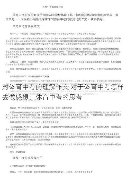 对体育中考的理解作文 对于体育中考怎样去做感想：体育中考的思考