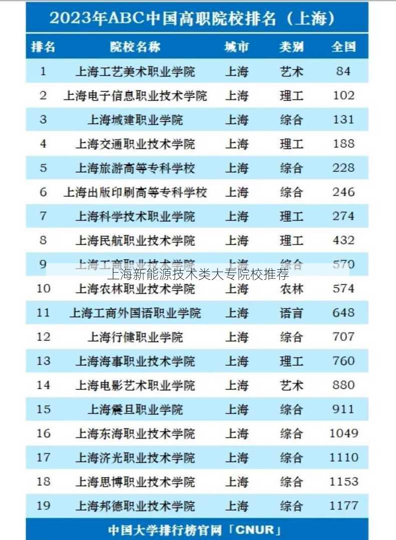 上海新能源技术类大专院校推荐