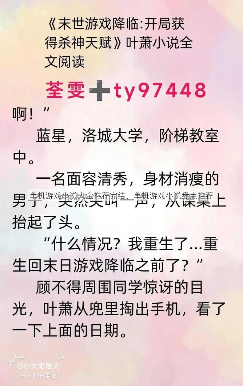 单机游戏小说大全推荐完结、单机游戏小说盘点推荐