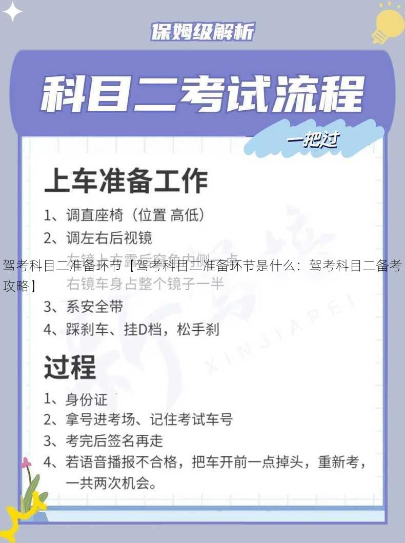 驾考科目二准备环节【驾考科目二准备环节是什么：驾考科目二备考攻略】