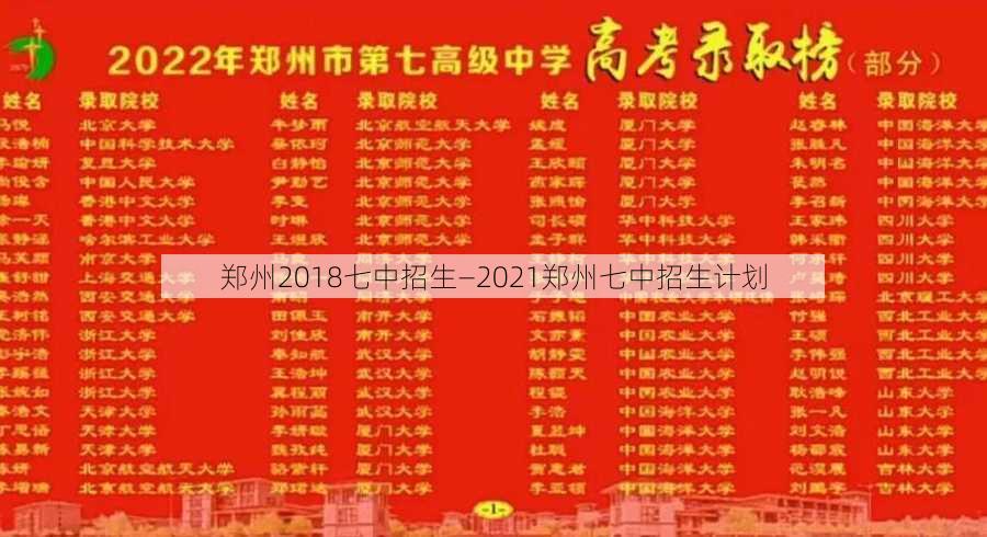 郑州2018七中招生—2021郑州七中招生计划