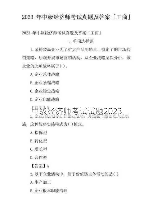 中级经济师考试试题2023