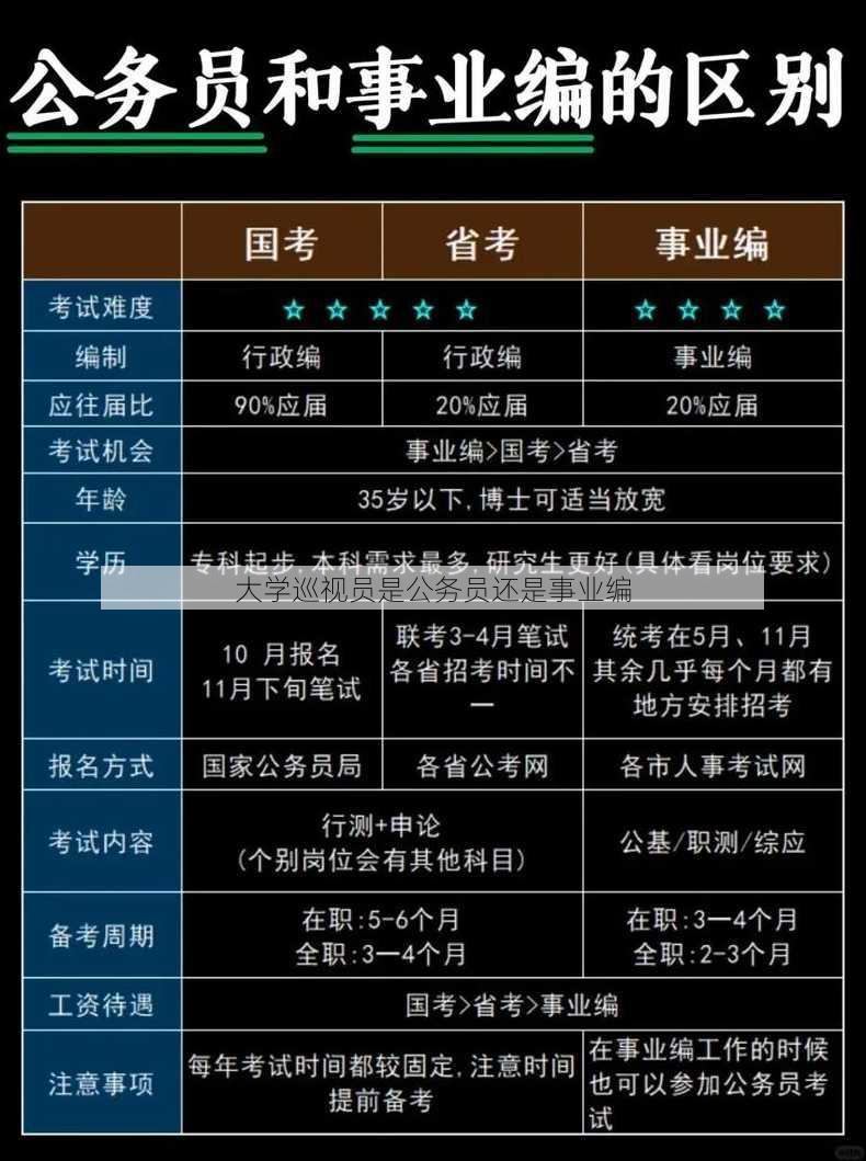 大学巡视员是公务员还是事业编