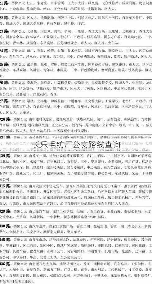 长乐毛纺厂公交路线查询