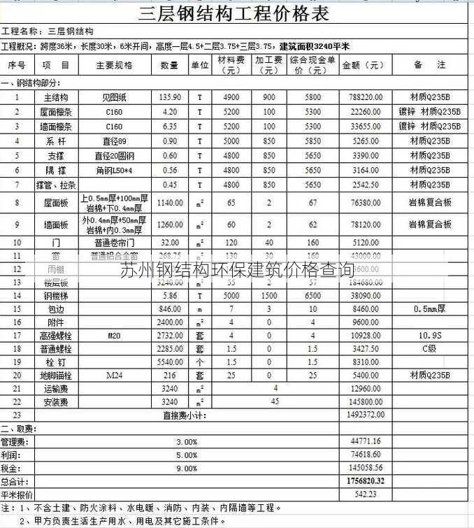 苏州钢结构环保建筑价格查询