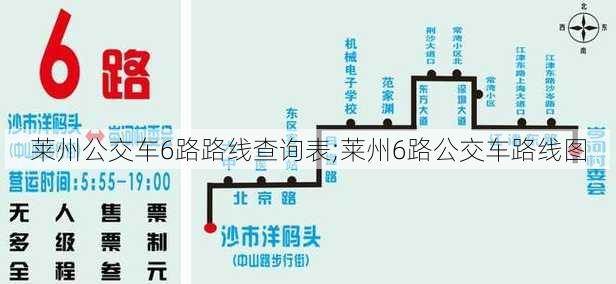 莱州公交车6路路线查询表;莱州6路公交车路线图